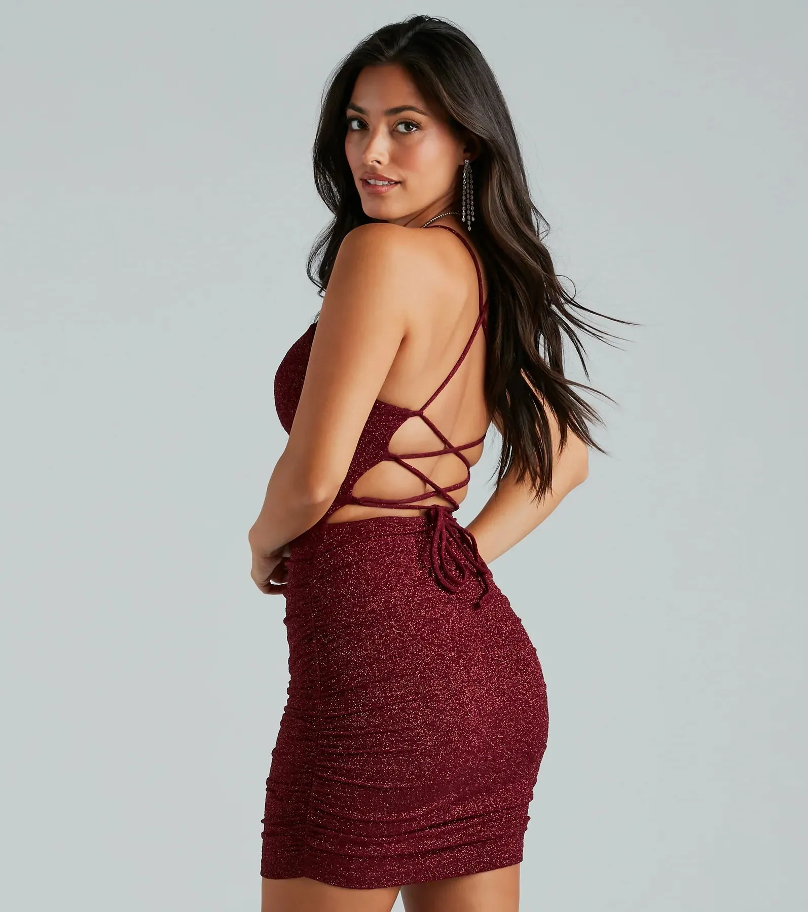 My Sparkle Glitter Lace-Up Mini Dress sold by Windsor product image thumbnail 2