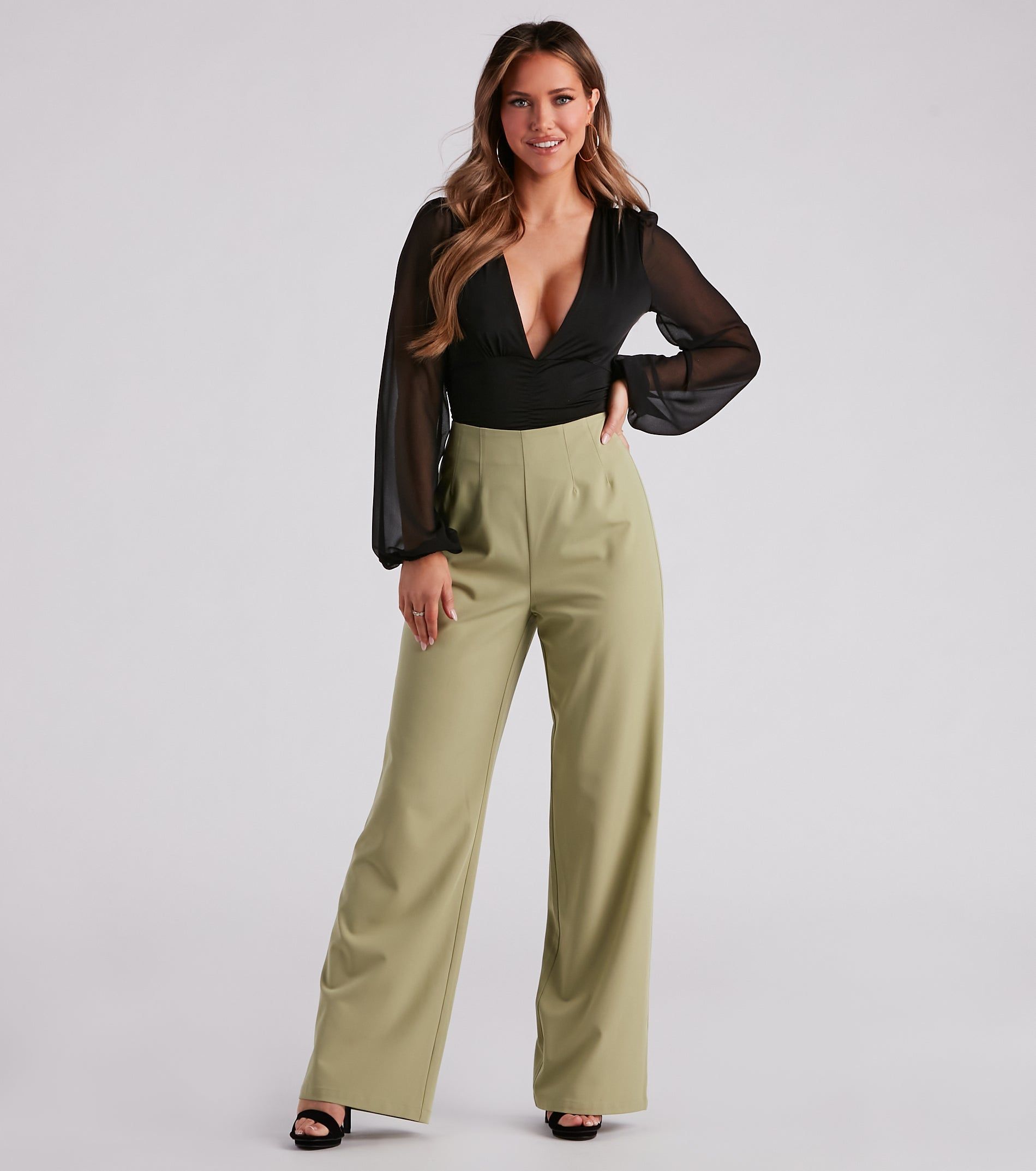 Sheer And Sultry Plunging Bodysuit sold by Windsor product image thumbnail 3