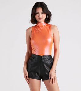 Star Of The Show Metallic Mock Neck Bodysuit sold by Windsor
