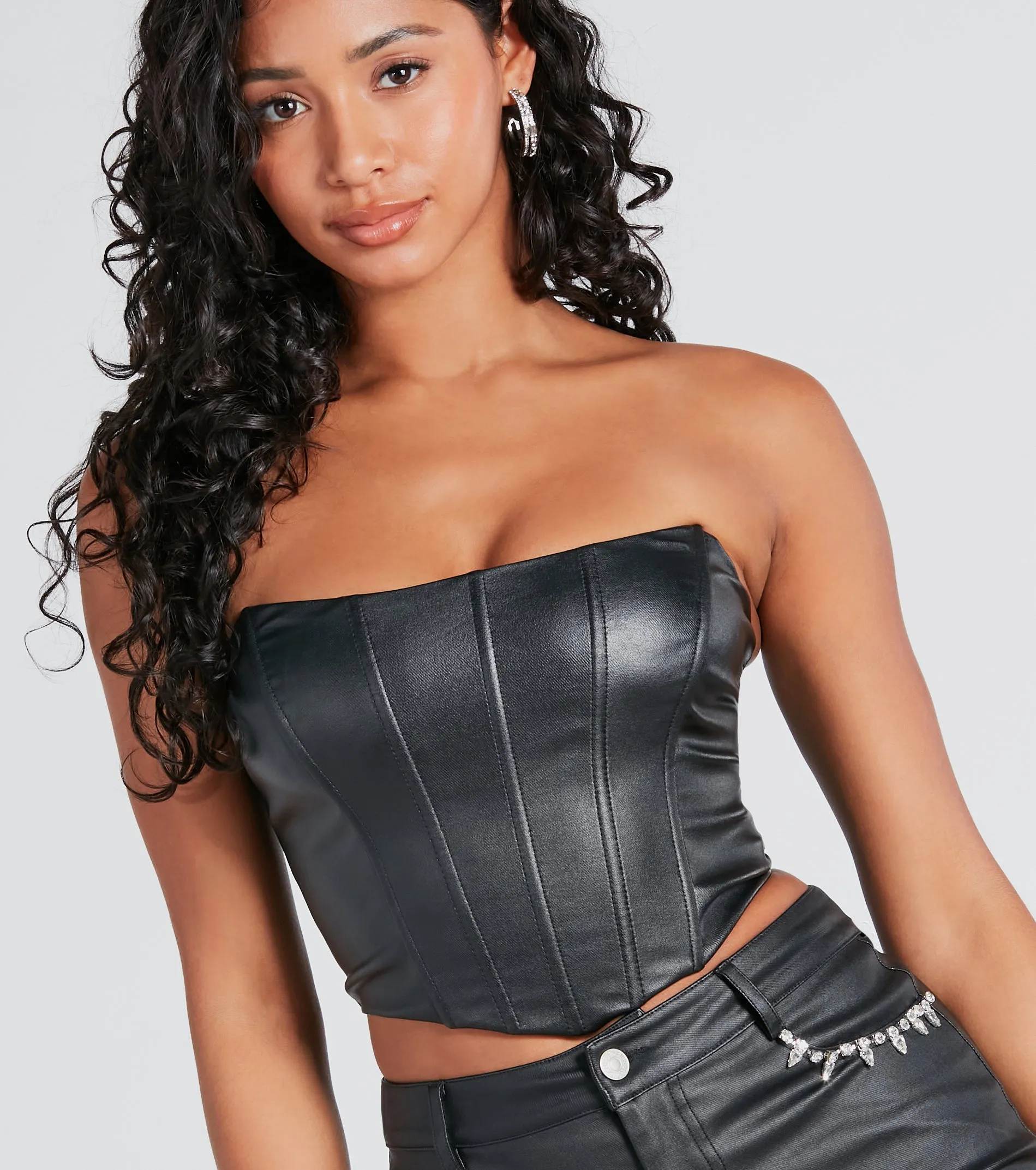 Popular Demand Faux Leather Corset Top sold by Windsor product image thumbnail 3
