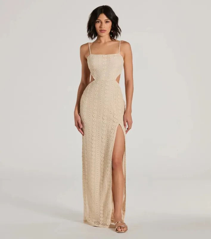 Sunny Thoughts Sleeveless Cutout Crochet Maxi Dress sold by Windsor