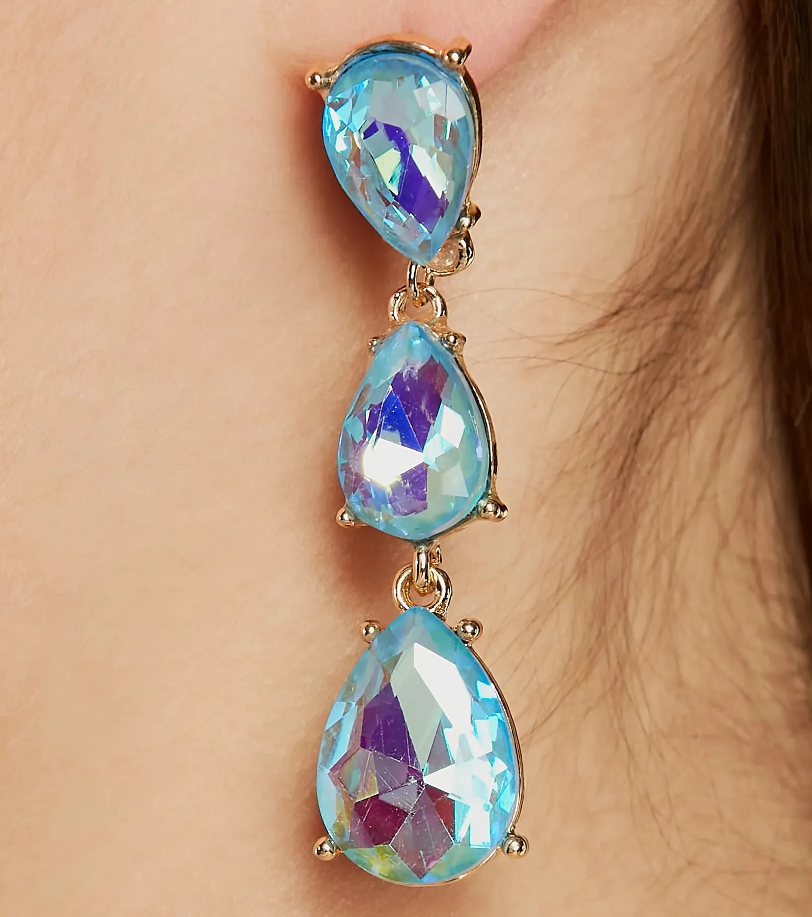 So Dreamy Iridescent Teardrop Rhinestone Earrings sold by Windsor product image thumbnail 2
