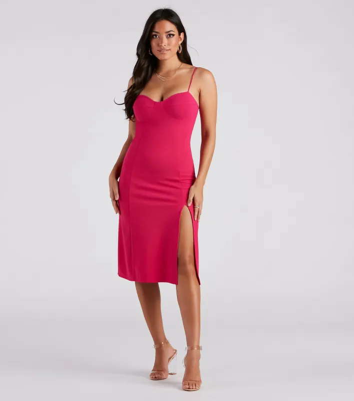 Best In Town Crepe Sweetheart Midi Dress sold by Windsor