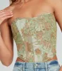 Table For Two Floral Lace-Up Corset Top sold by Windsor