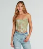 Table For Two Floral Lace-Up Corset Top sold by Windsor