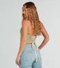 Table For Two Floral Lace-Up Corset Top sold by Windsor