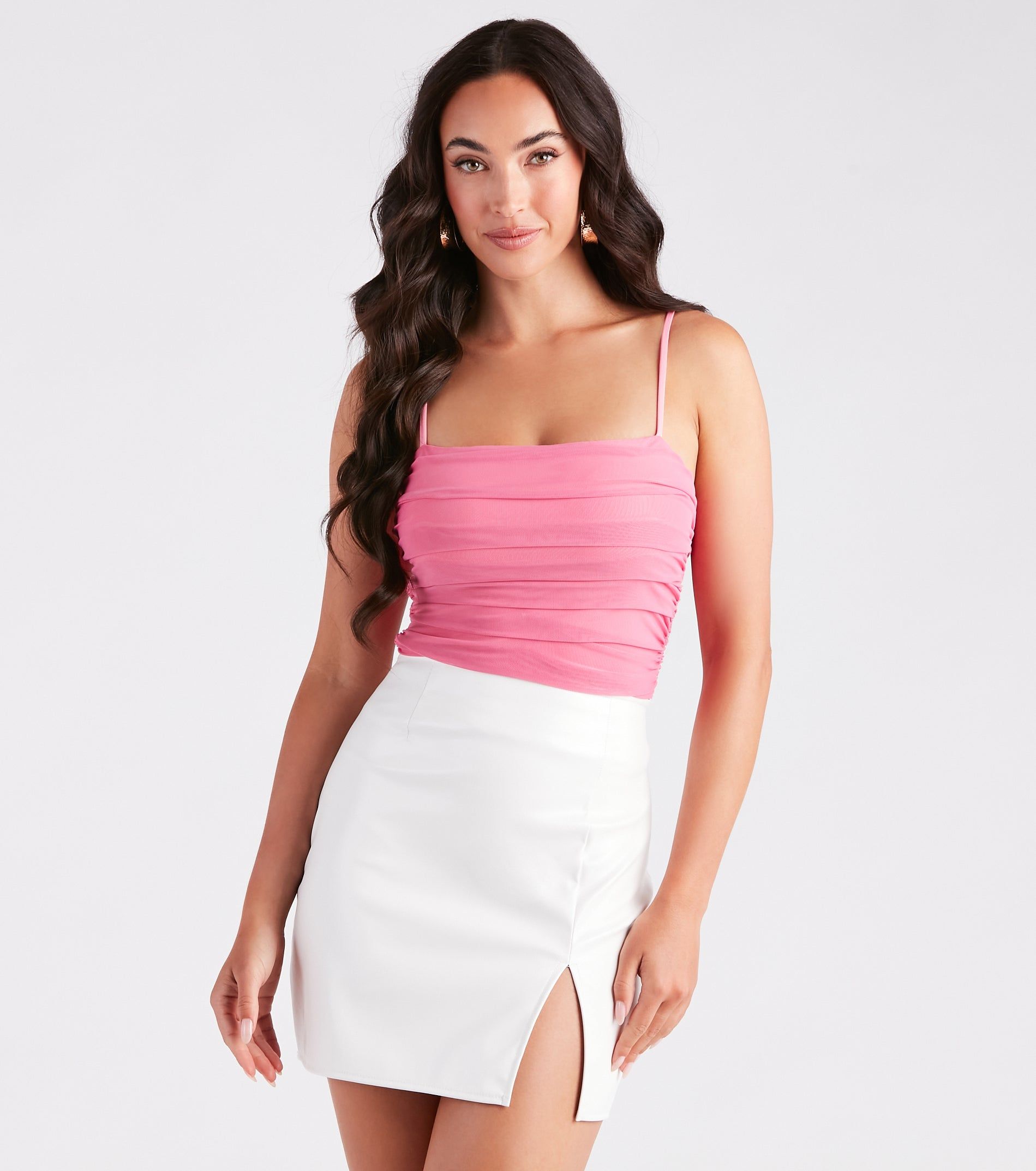 Mesh Around Square Neck Crop Top sold by Windsor