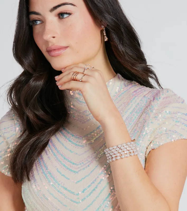 Prized Treasure Faux Pearl Rhinestone Bracelet sold by Windsor