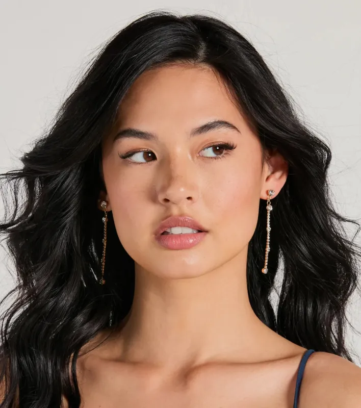 Beauty Perfection Linear Rhinestone Earrings sold by Windsor