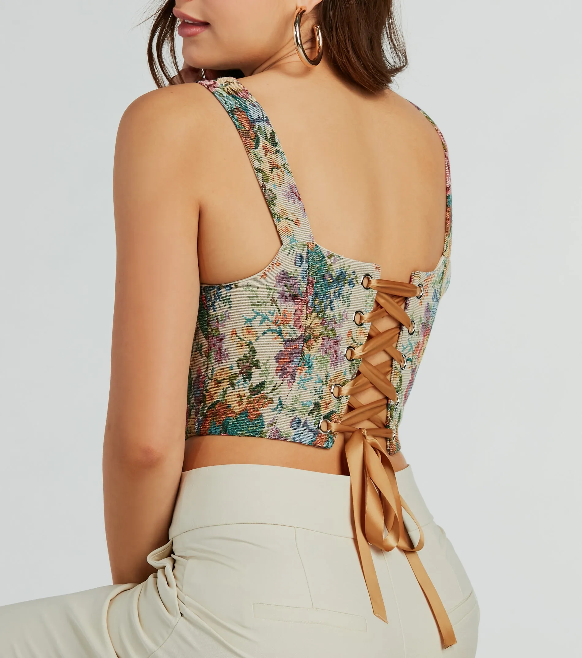 Fairytale Flair Lace-Up Floral Corset Top sold by Windsor product image thumbnail 2