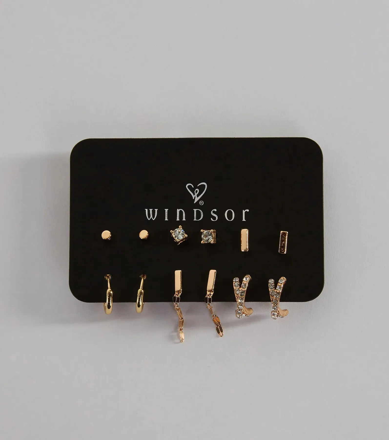 Trendy Deets Stud And Hoop Earrings Set sold by Windsor