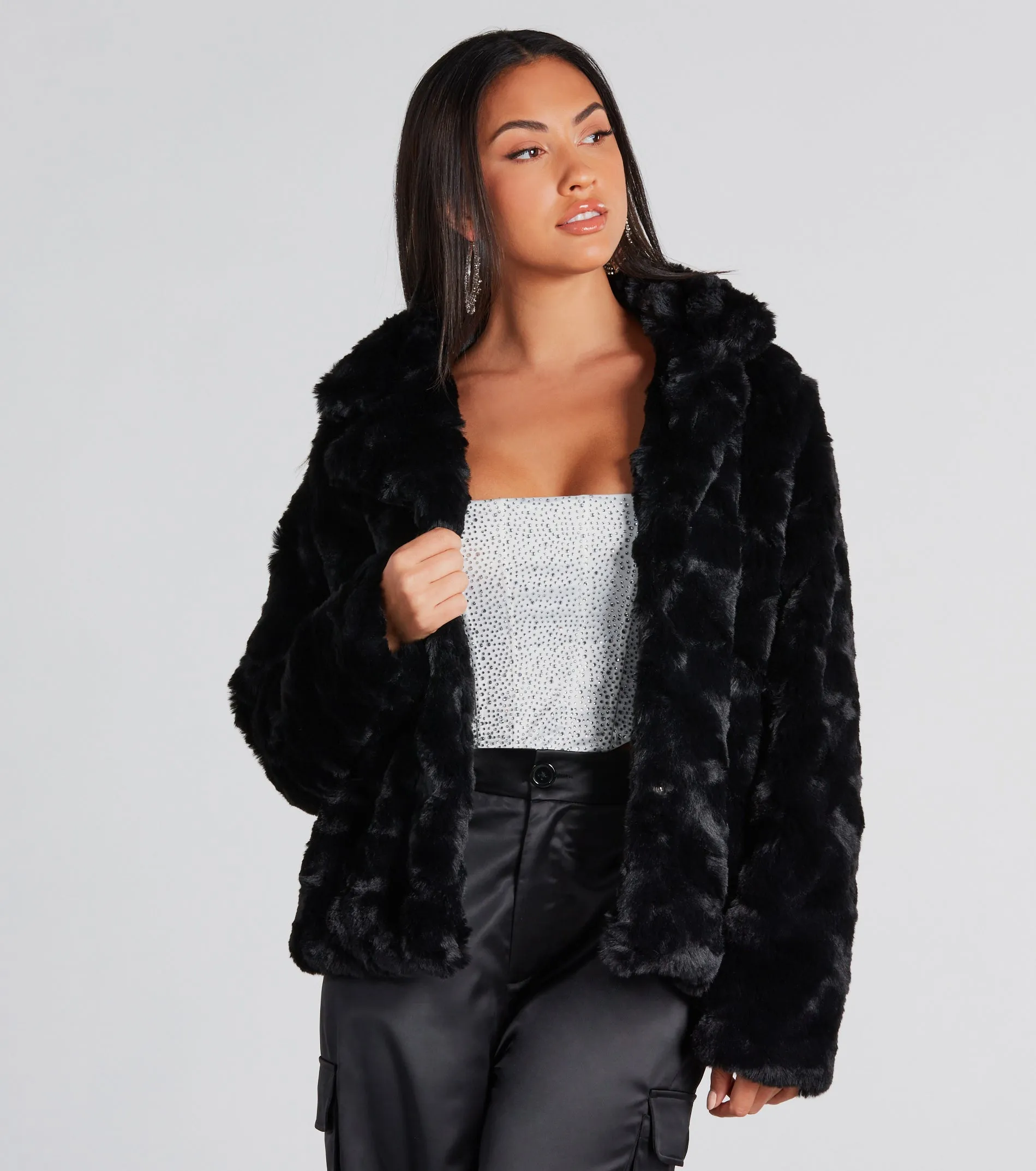 Top Trendsetter Textured Faux Fur Coat sold by Windsor product image thumbnail 5