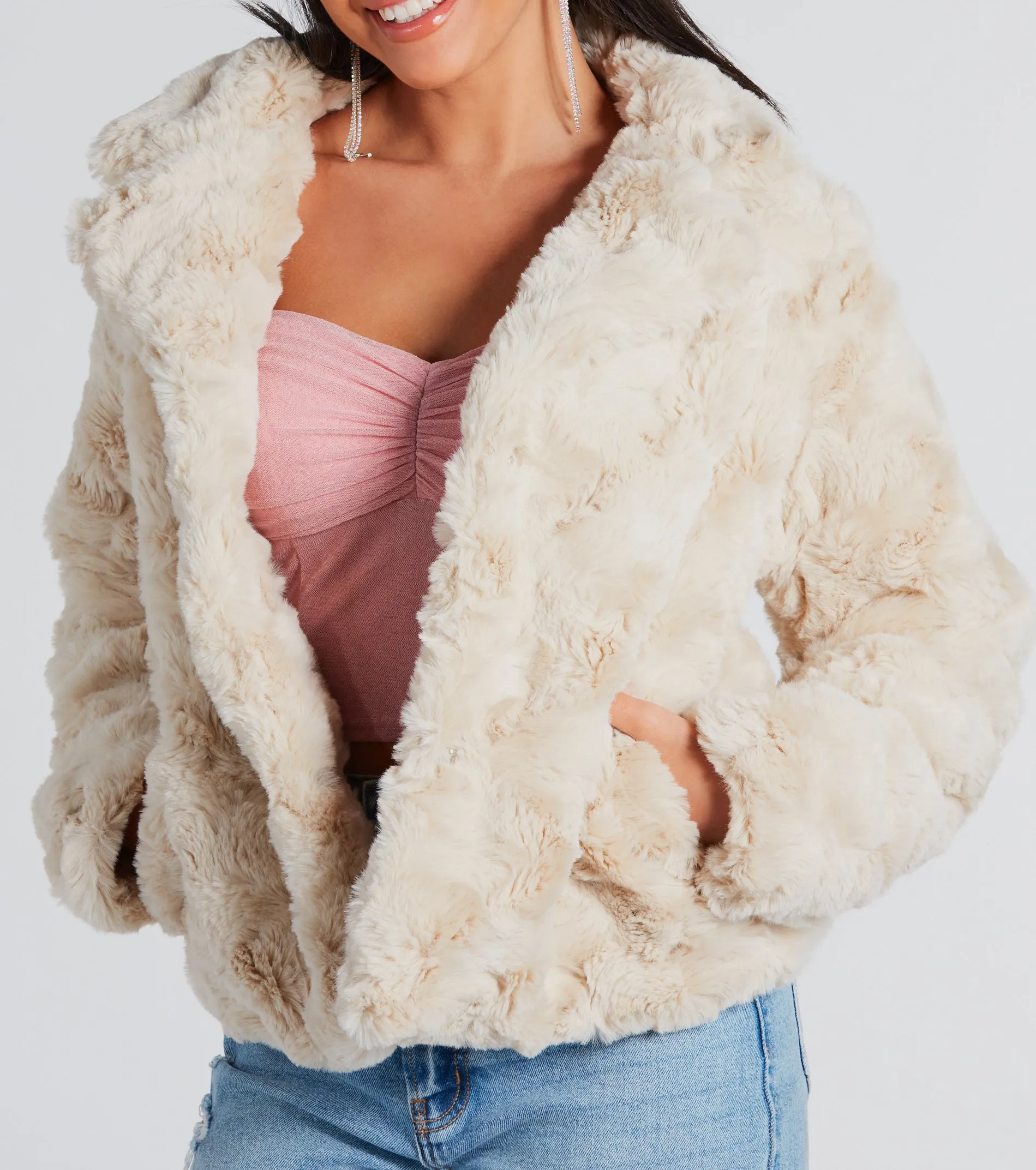 Top Trendsetter Textured Faux Fur Coat sold by Windsor product image thumbnail 4