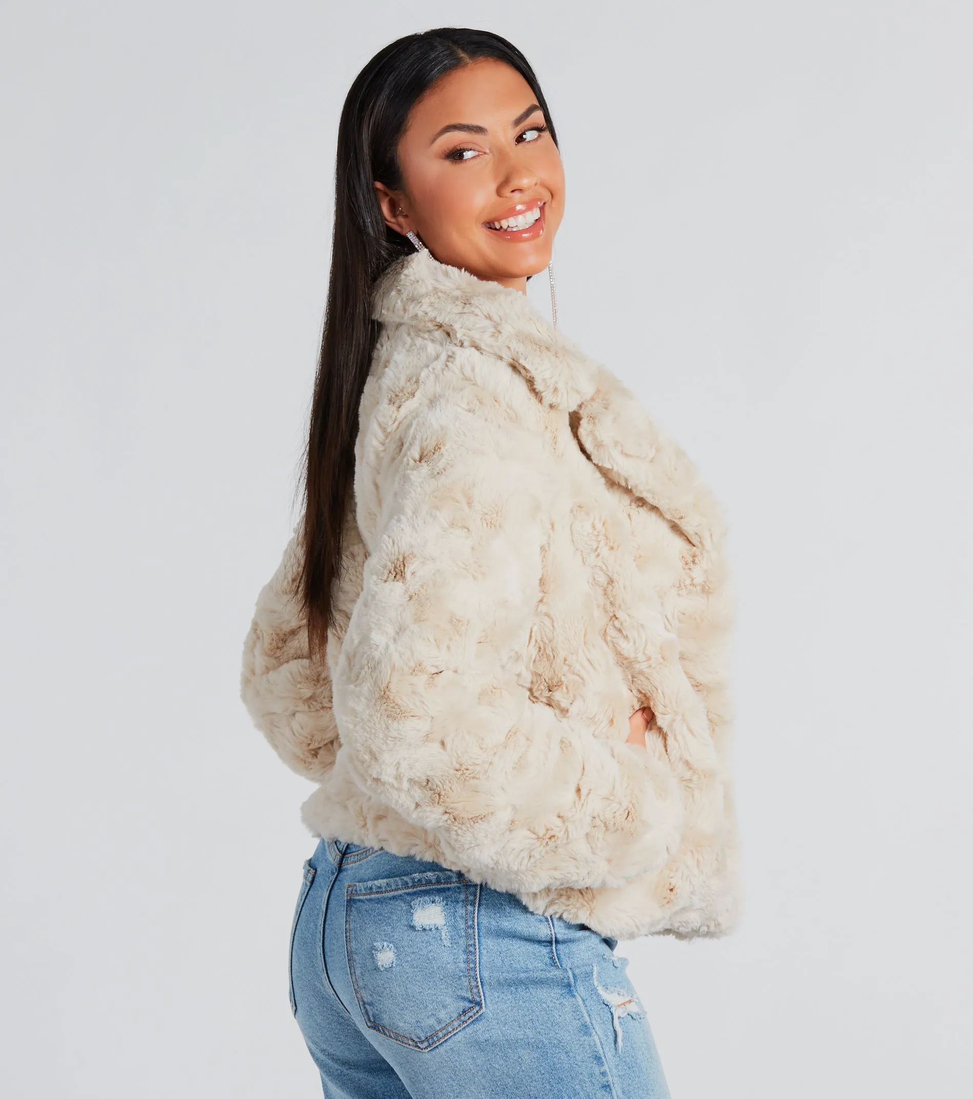 Top Trendsetter Textured Faux Fur Coat sold by Windsor product image thumbnail 2