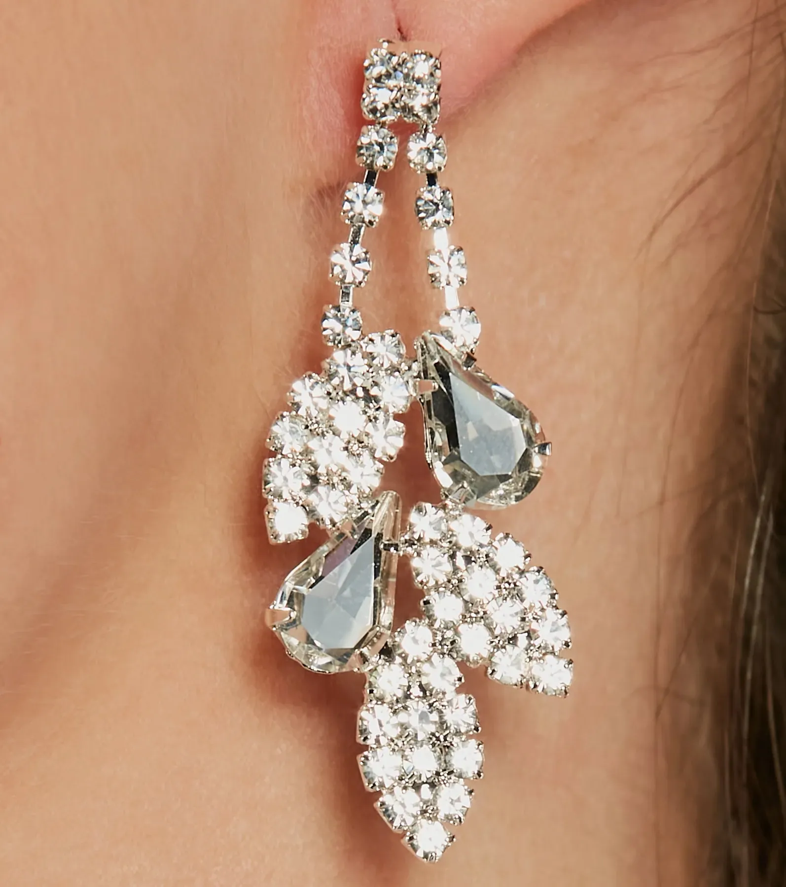 Glam Rhinestone Leaf-Shaped Necklace And Earring Set sold by Windsor product image thumbnail 2