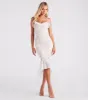 Romance Alert Lace Ruffle High-Low Midi Dress sold by Windsor