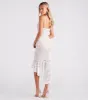 Romance Alert Lace Ruffle High-Low Midi Dress sold by Windsor
