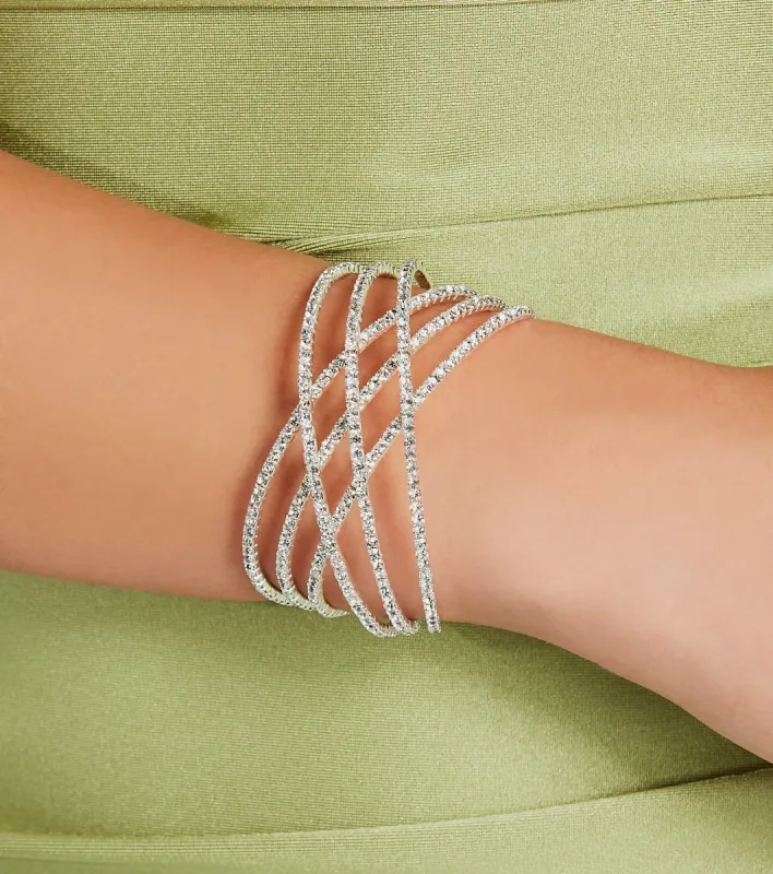Inner Sparkle Rhinestone Memory Wire Cuff Bracelet sold by Windsor