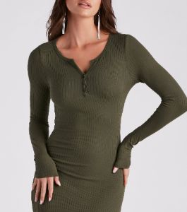 First Pick Henley Knit Maxi Dress sold by Windsor