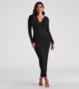 First Pick Henley Knit Maxi Dress sold by Windsor