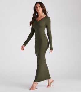 First Pick Henley Knit Maxi Dress sold by Windsor