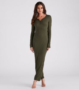 First Pick Henley Knit Maxi Dress sold by Windsor
