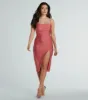 PLACEHOLDER - Sleek And Smooth High Slit Midi Dress sold by Windsor