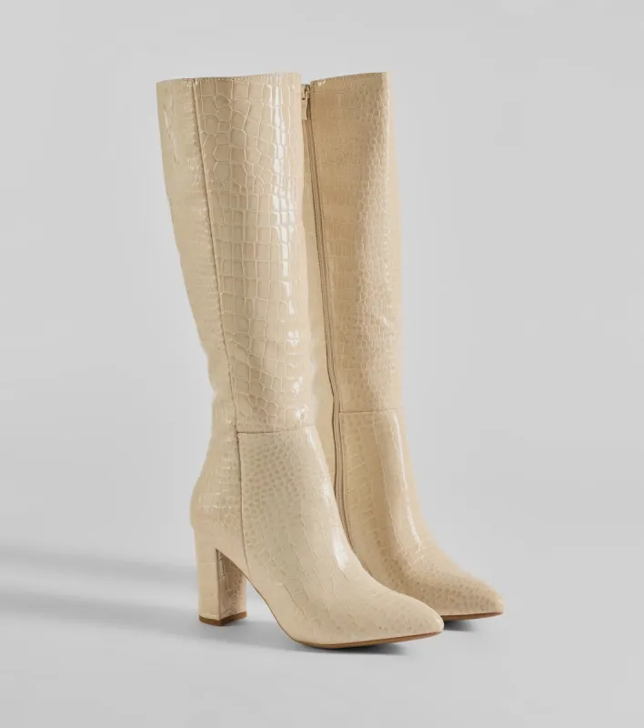 Must-Have Under The Knee Croc Faux Leather Boots sold by Windsor
