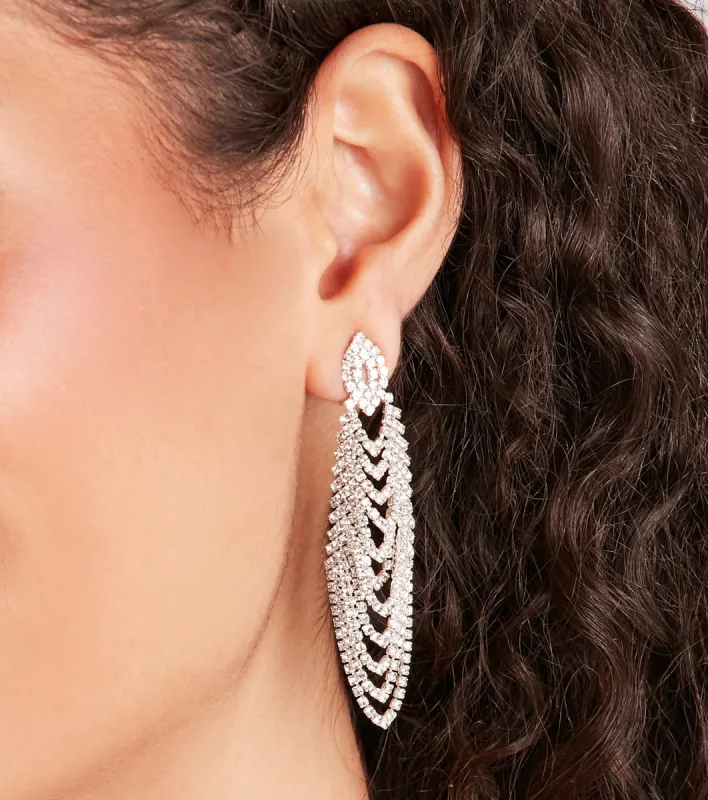 Elegance Served Rhinestone Chandelier Earrings sold by Windsor