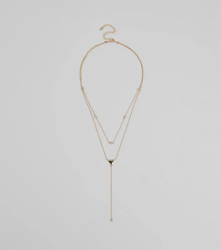 Highly Favored Triangle Rhinestone Lariat Necklace sold by Windsor