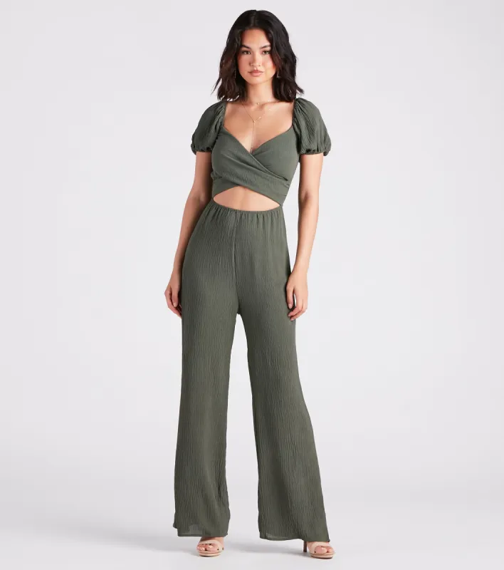 Flirt On Check Linen Puff Sleeve Jumpsuit sold by Windsor