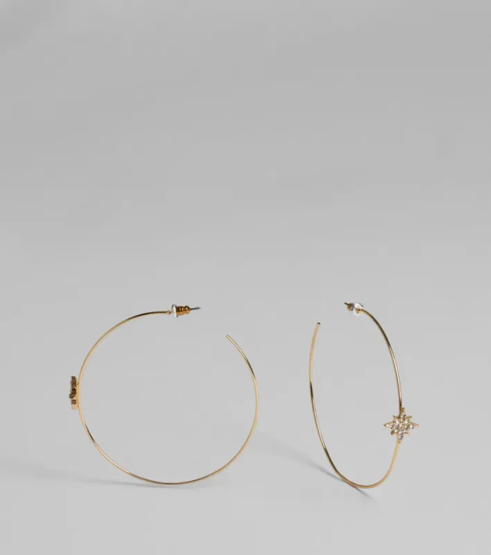 Celestial Sparkle Rhinestone Star Hoop Earrings sold by Windsor