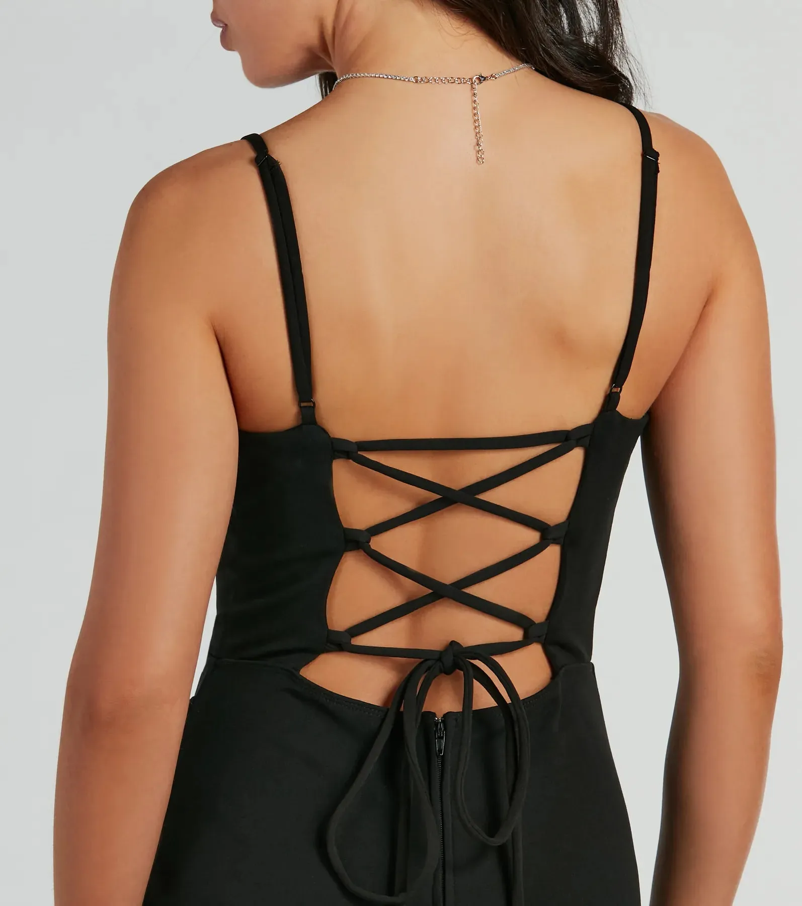 Samaria Lace Up Slim Crepe Formal Dress sold by Windsor product image thumbnail 4