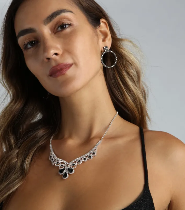 Edgy Luxe Glamour Rhinestone Hoop Earrings sold by Windsor