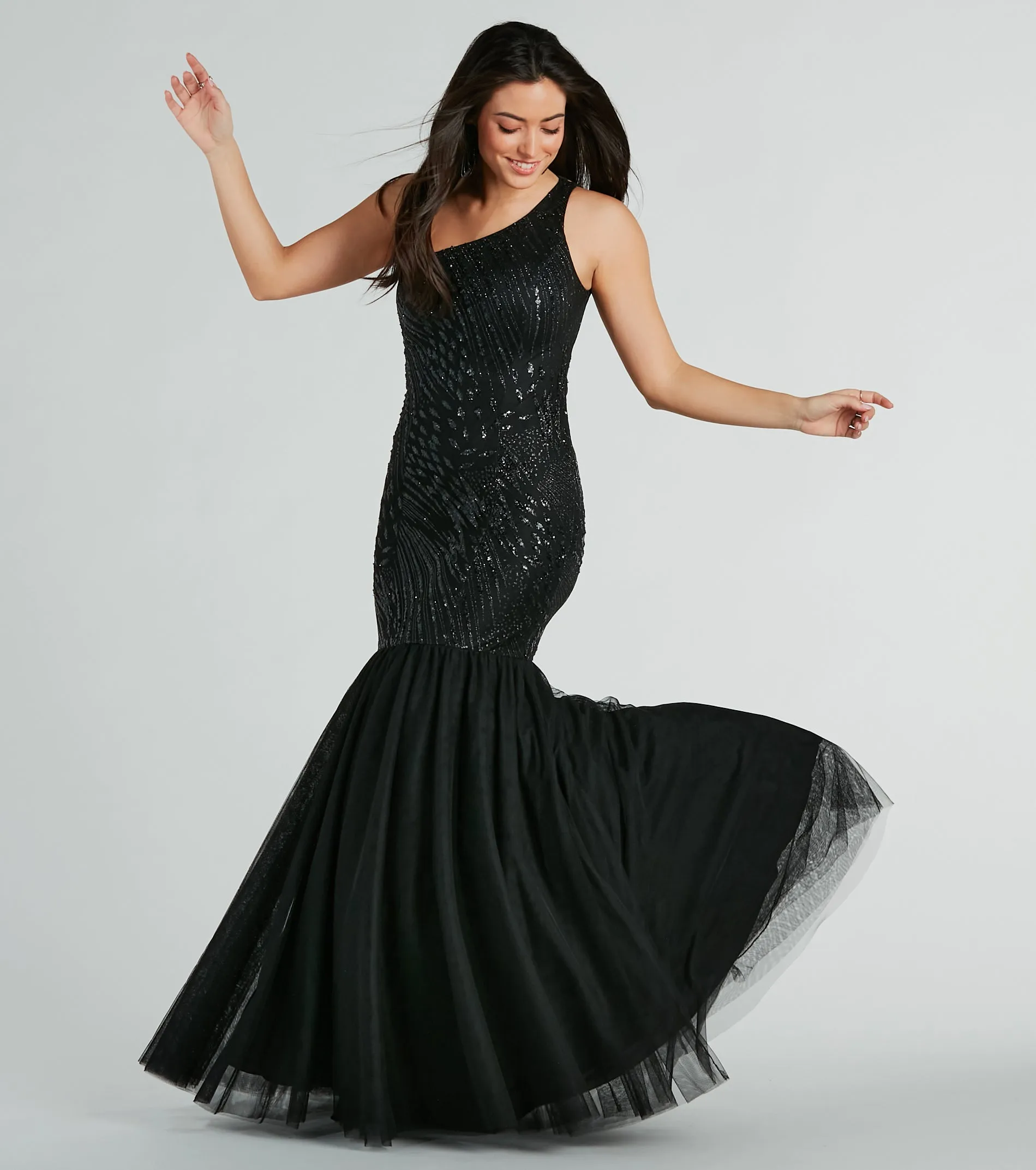 Gracelyn Formal One-Shoulder Mermaid Sequin Dress sold by Windsor