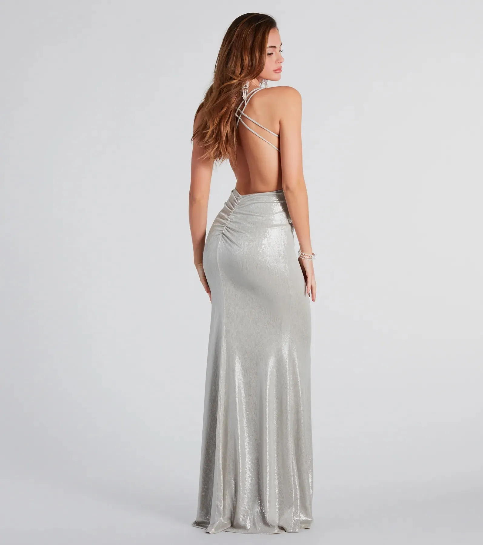 Kate Formal Metallic Open Back Mermaid Dress sold by Windsor
