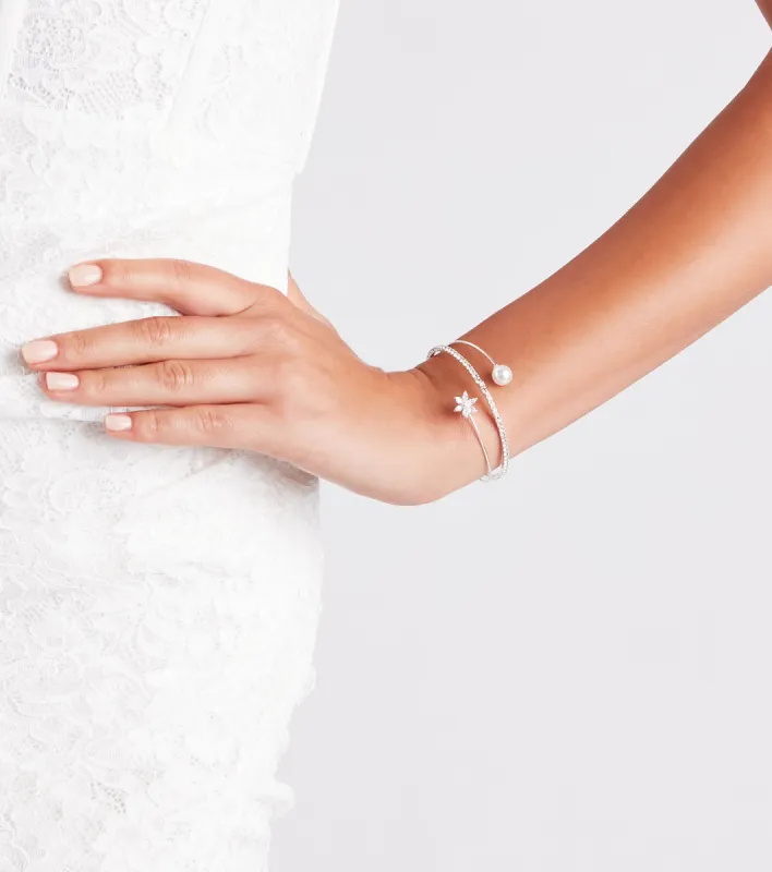Dainty Luxe Rhinestone And Pearl Bracelet sold by Windsor