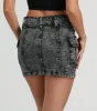 Trendsetting Aesthetic Belted Denim Mini Skirt sold by Windsor