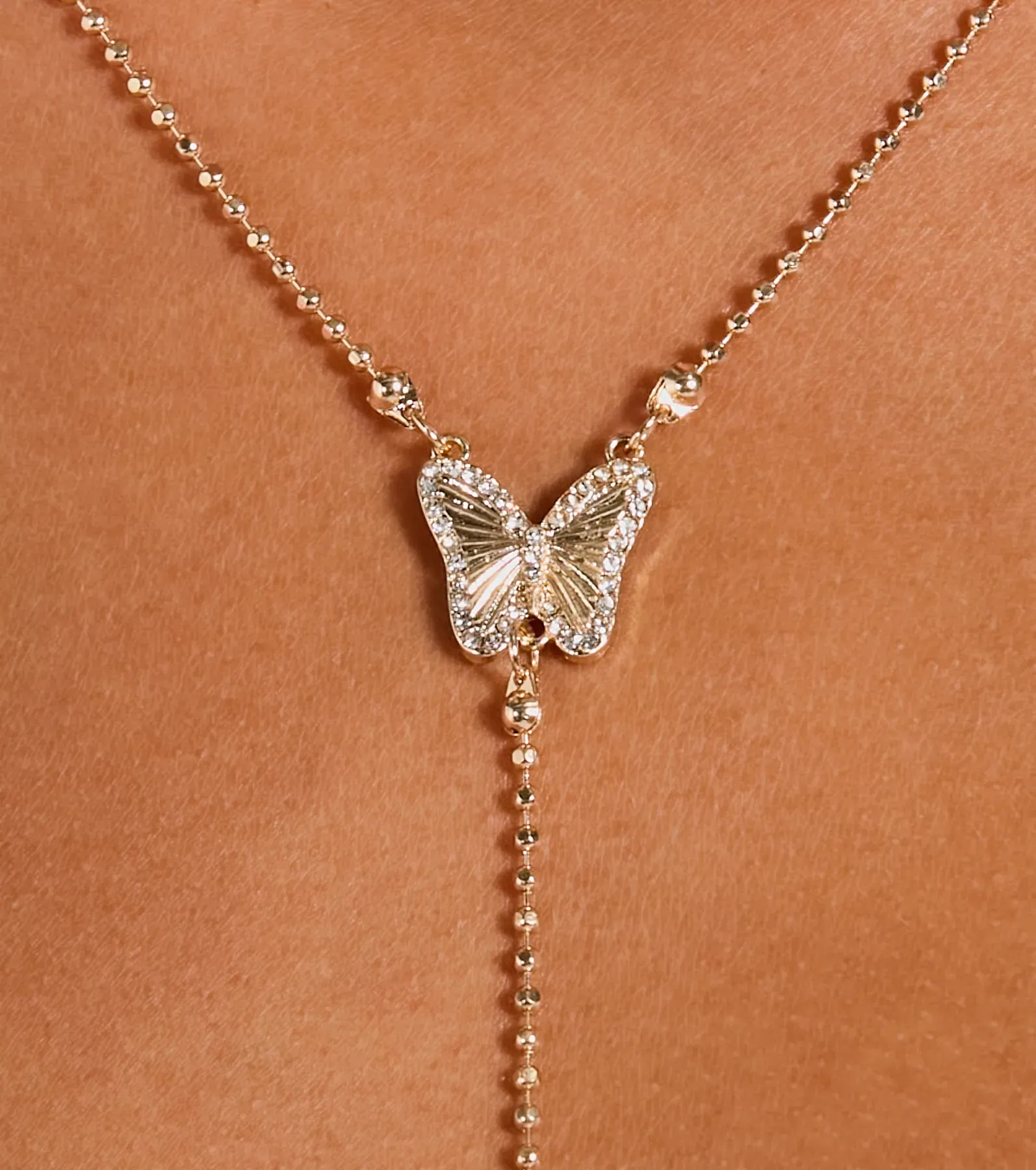 Enchanting Charm Butterfly Rhinestone Lariat Necklace sold by Windsor product image thumbnail 2