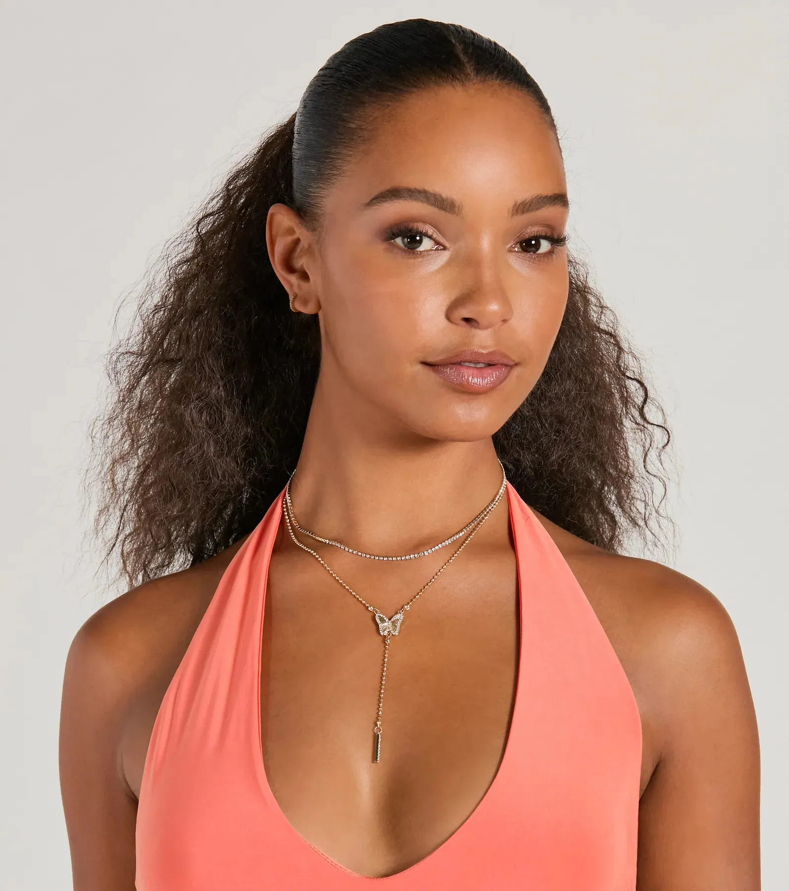 Enchanting Charm Butterfly Rhinestone Lariat Necklace sold by Windsor