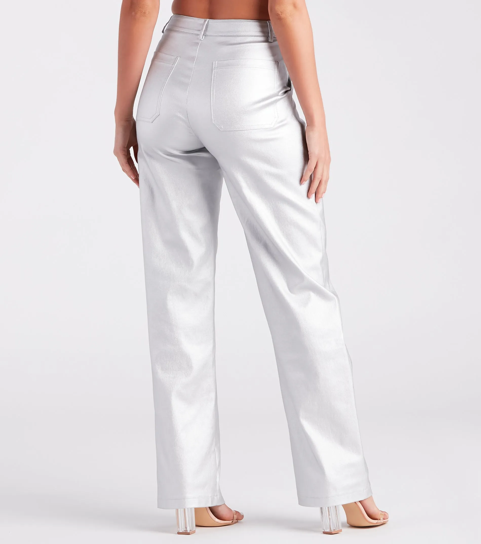 Space Glam Coated Faux Leather Cargo Pants sold by Windsor product image thumbnail 3