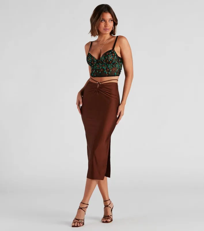 Major It-Girl Satin Midi Skirt sold by Windsor