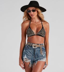 Statement Rhinestone Chain Bra sold by Windsor