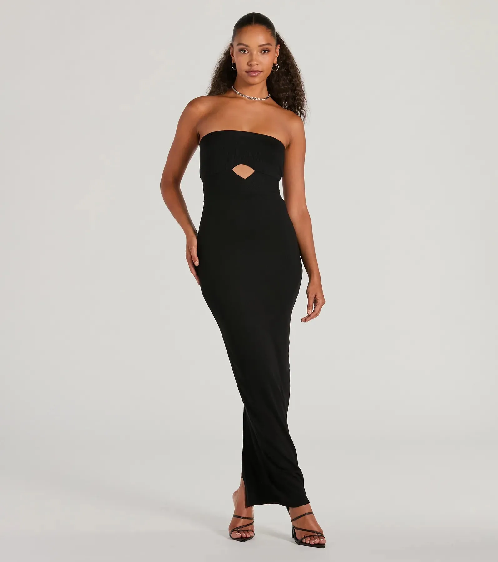 Never A Dull Moment Strapless Cutout Maxi Dress sold by Windsor