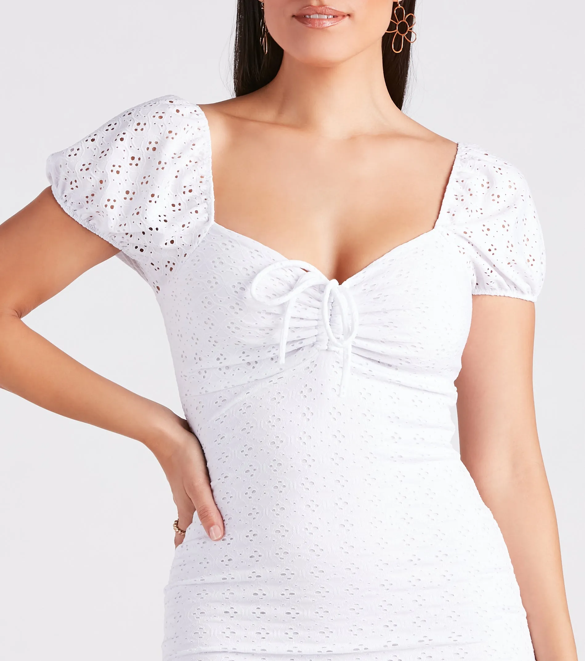 Dressing For Sunshine Eyelet Lace Mini Dress sold by Windsor product image thumbnail 4