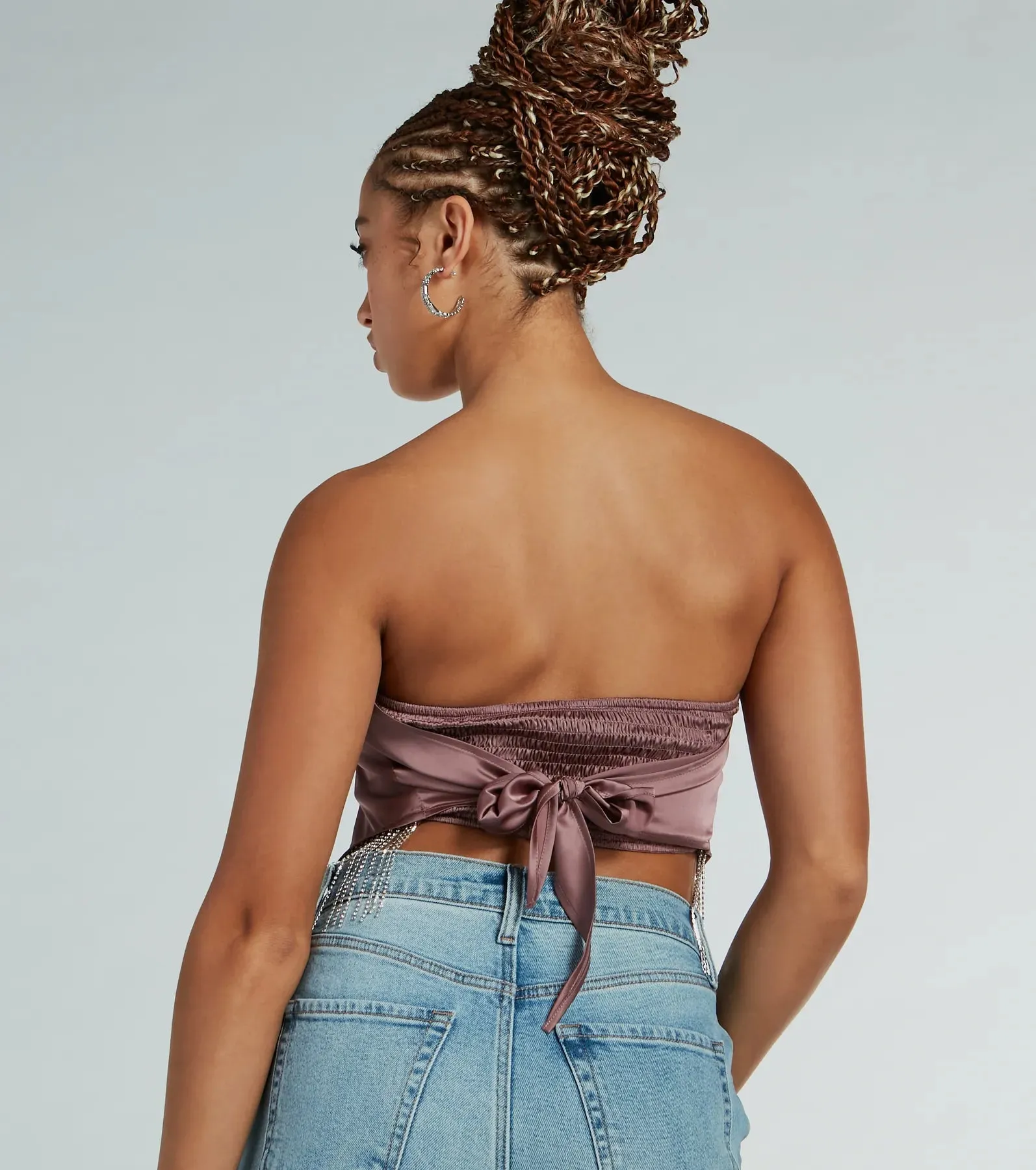 Effortlessly Classy Strapless Rhinestone Satin Top sold by Windsor product image thumbnail 4