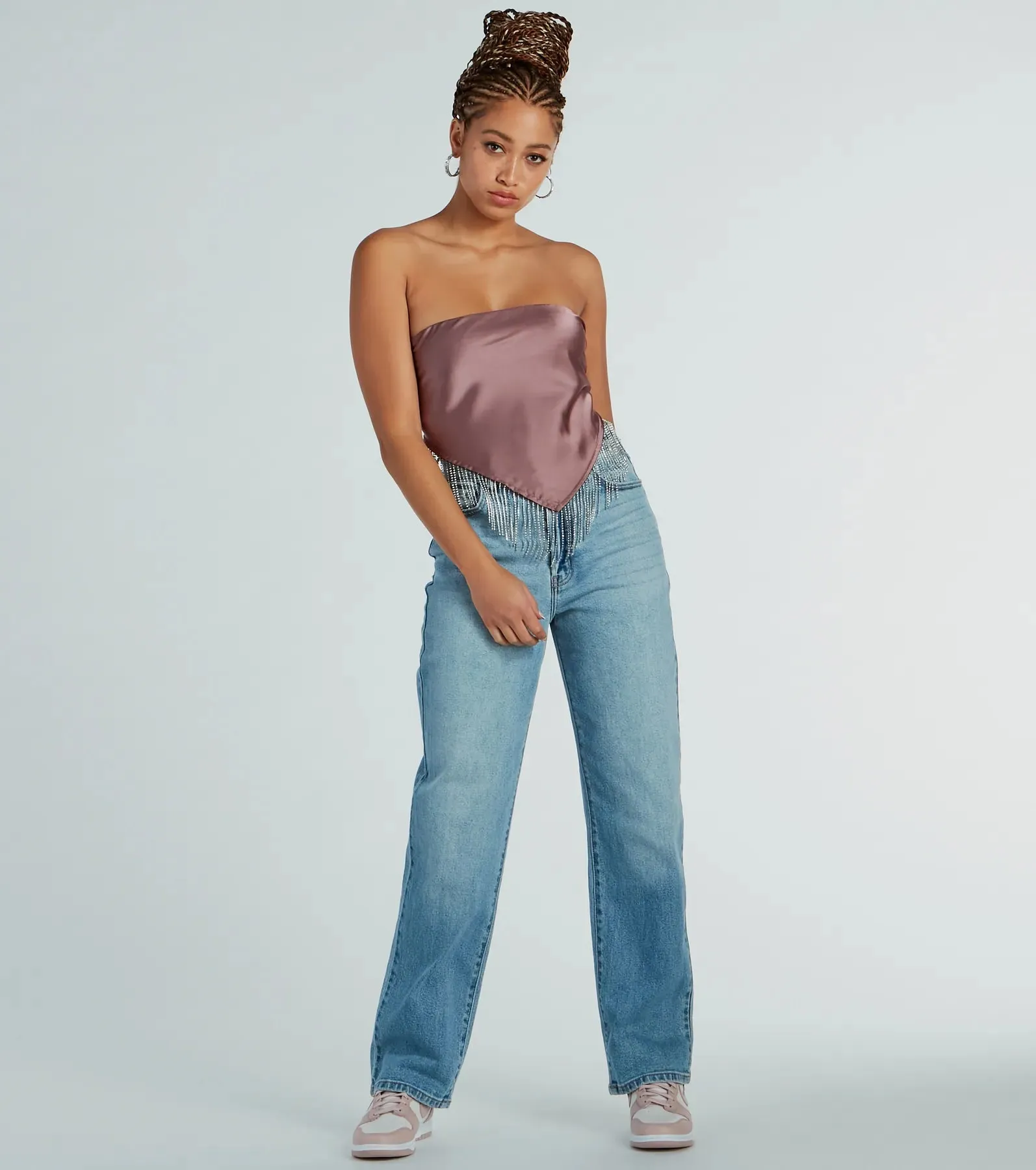 Effortlessly Classy Strapless Rhinestone Satin Top sold by Windsor product image thumbnail 3