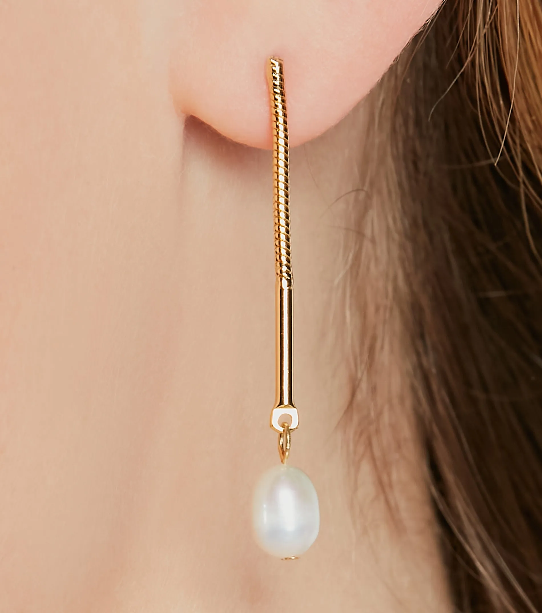 Pretty And Chic 14K Gold Plated Pearl Charm Earrings sold by Windsor