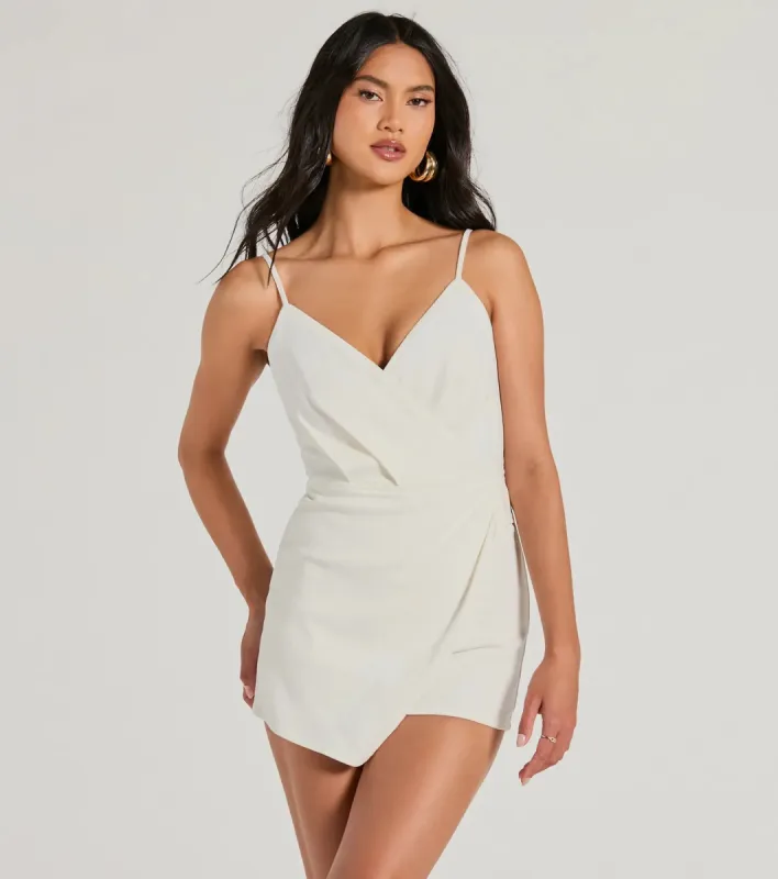 Sweetest Addition Surplice Wrap Denim Romper sold by Windsor