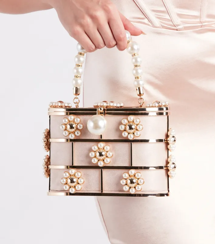 Polished Pearls Caged Floral Mini Handbag sold by Windsor